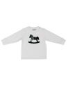 T-shirt in jersey con patch cavallo a dondolo in tartan