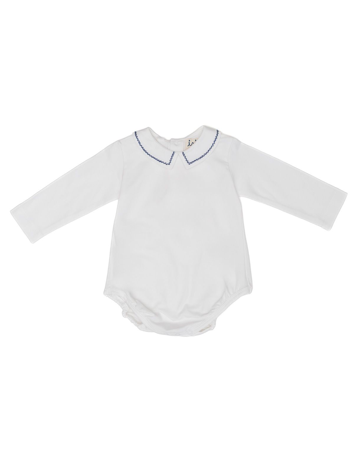body in jersey con ricamo punto spiga sul collo
