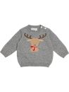 wool/cashmere boy pullover with reindeer intarsia knit