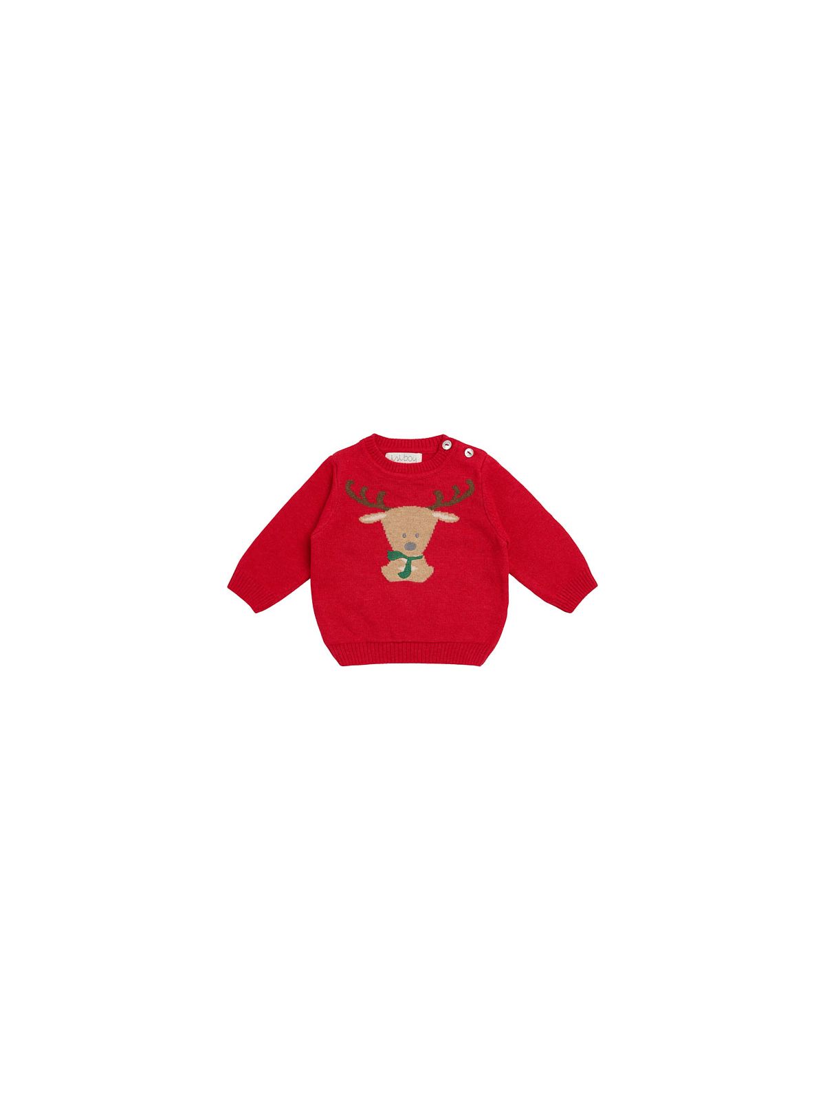 wool/cashmere boy pullover with reindeer intarsia knit