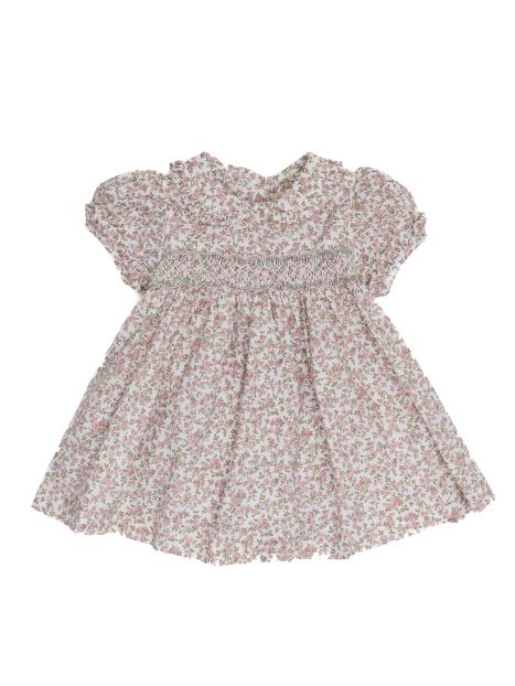 printed twill dress with smock