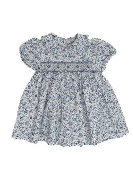 printed twill dress with smock
