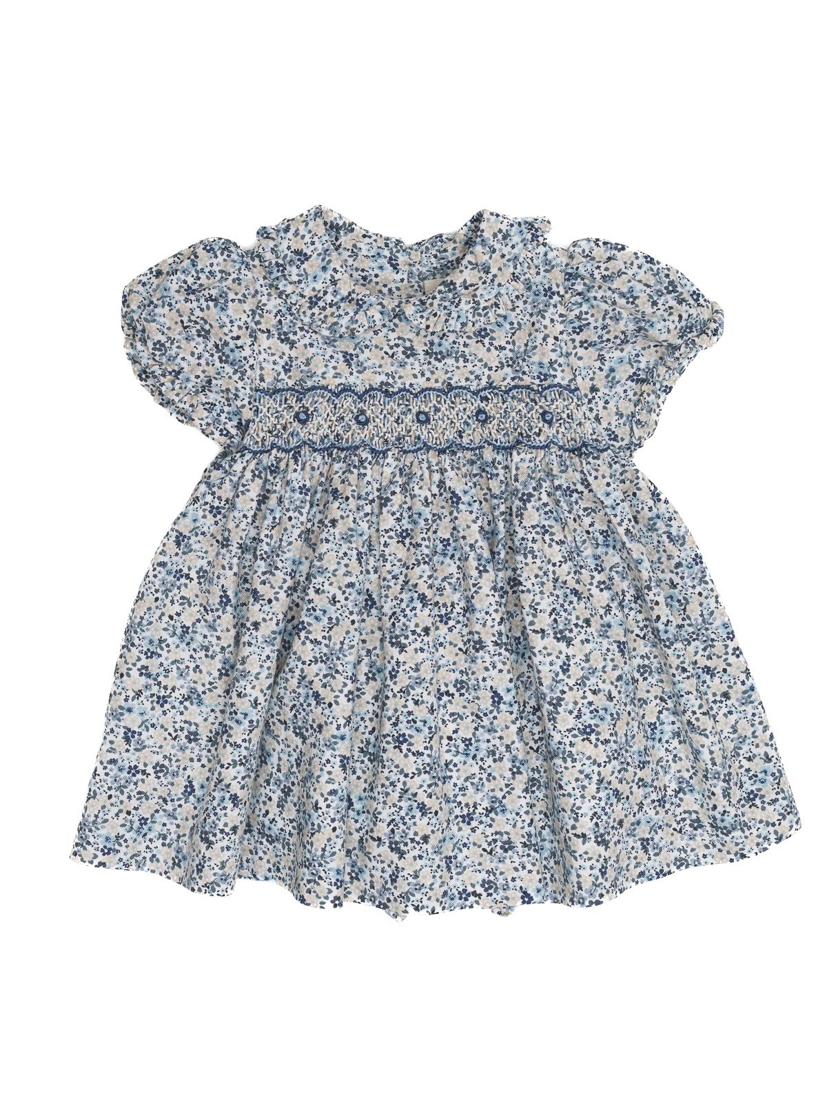 printed twill dress with smock