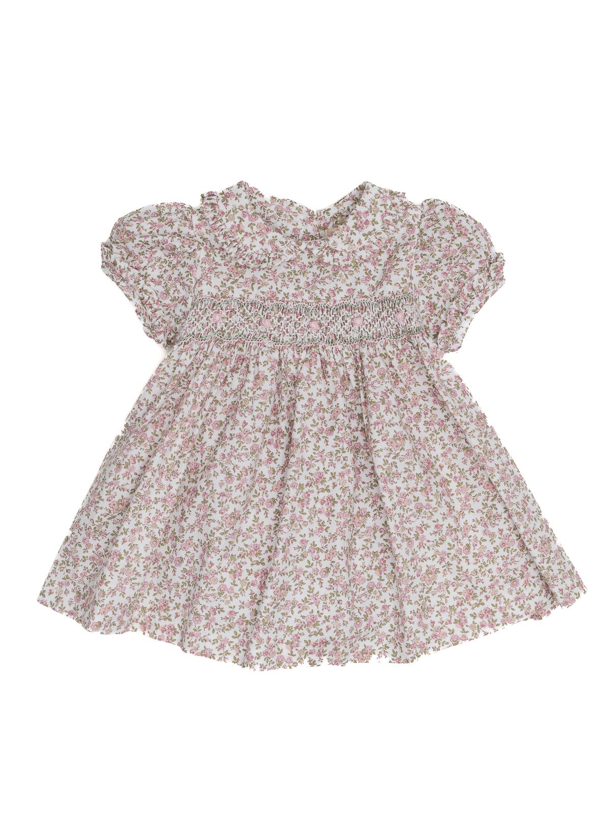 printed twill dress with smock