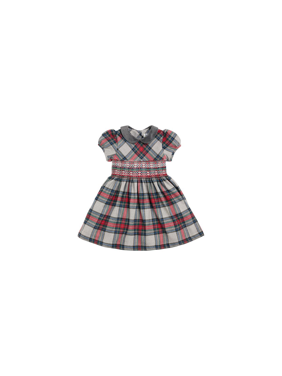 vestito in tartan con smock