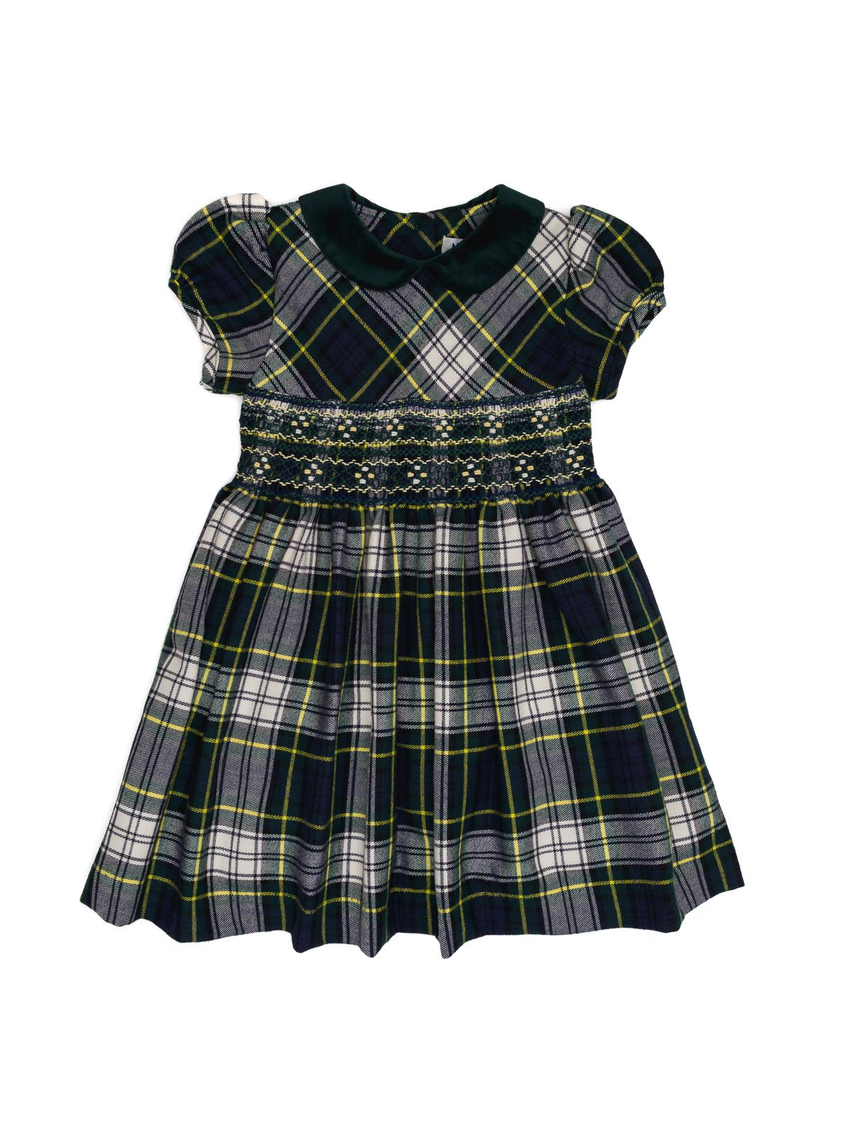 vestito in tartan con smock