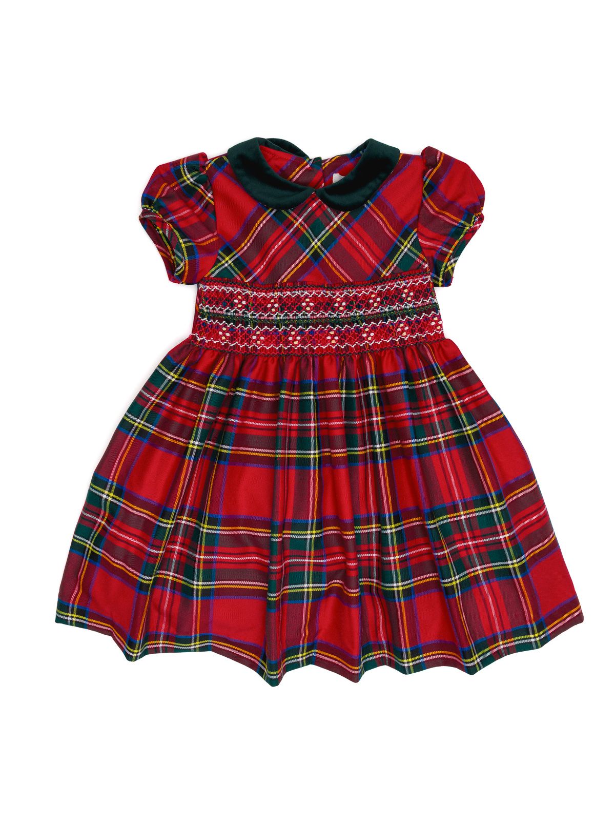 vestito in tartan con smock