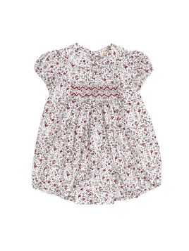 tutina in twill stampato a fiori piccoli con smock