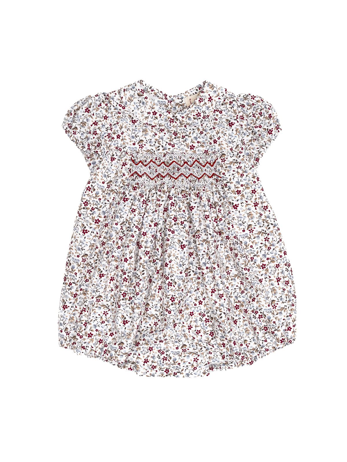 tutina in twill stampato a fiori piccoli con smock