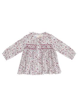 camicia con smock in twill stampato