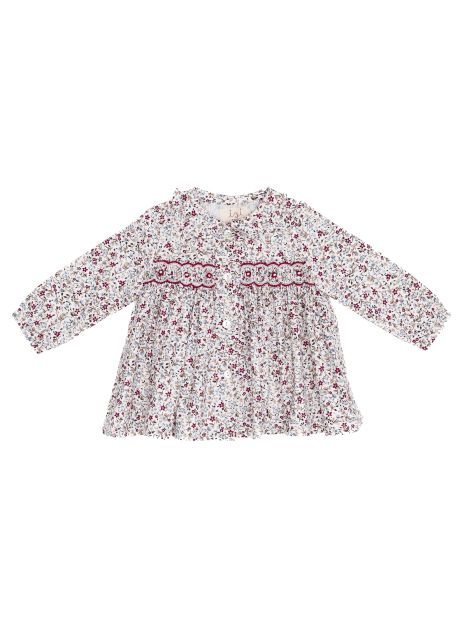 camicia con smock in twill stampato