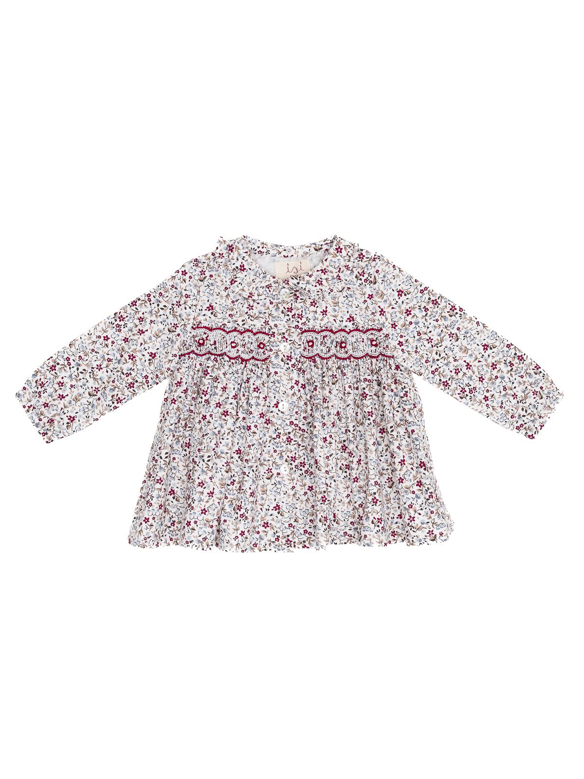 camicia con smock in twill stampato