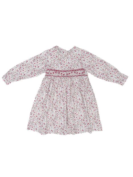 vestito in tessuto stampato con smock a MANICA LUNGA 