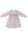 printed twill dress with smock and LONG SLEEVES