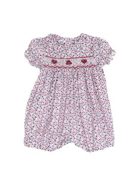 pagliaccetto in tessuto stampato moda con smock a MANICA CORTA