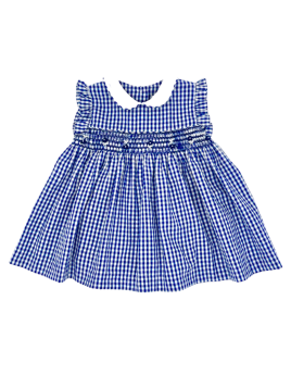 seersucker checks dress with smock