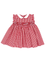 seersucker checks dress with smock