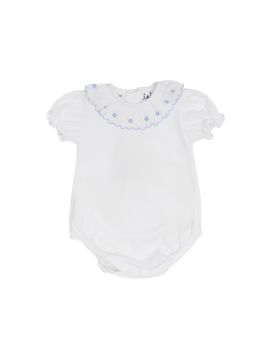 body in jersey con ricamo a fiori sul colletto con frill 