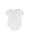 body in jersey con ricamo a fiori sul colletto con frill 