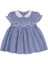seersucker checks dress with smock and SHORT SLEEVES