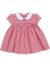 seersucker checks dress with smock and SHORT SLEEVES
