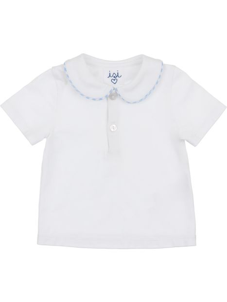 jersey polo with seersucker checks finishings on the collar