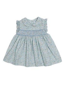 vestito in tessuto stampato a fiori con smock