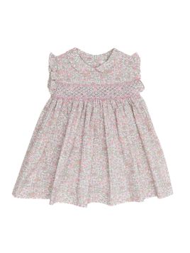 vestito in tessuto stampato a fiori con smock