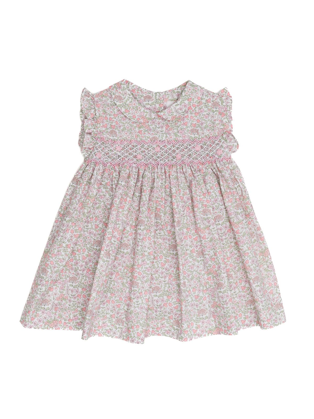 flowe printed fabric dress with smock