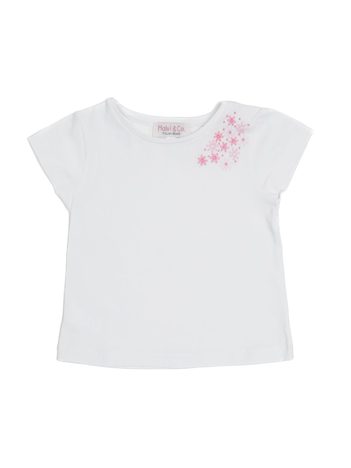 t-shirt in jersey con ricamo fiori