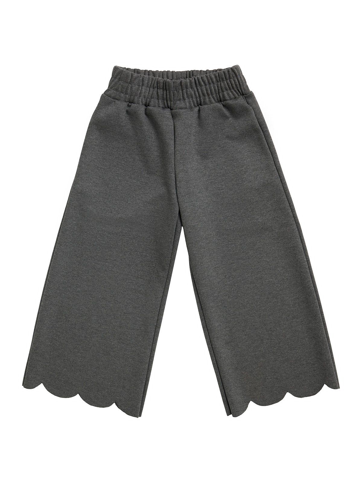 Milano knit fabric wide-leg trousers with scallops