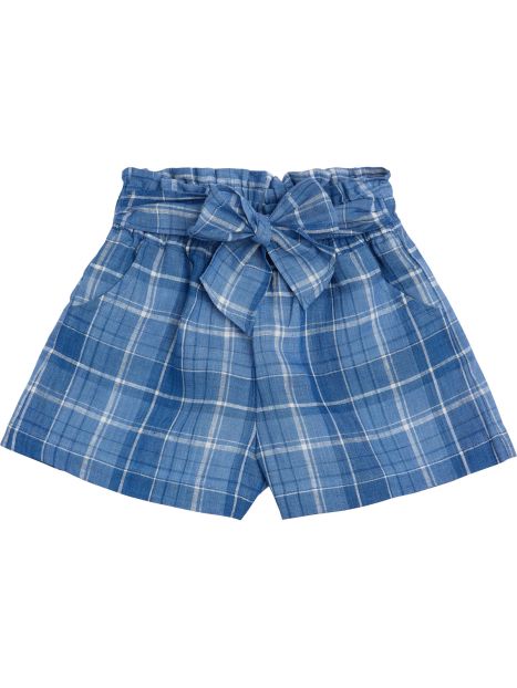 shorts in tartan di lino con fiocco