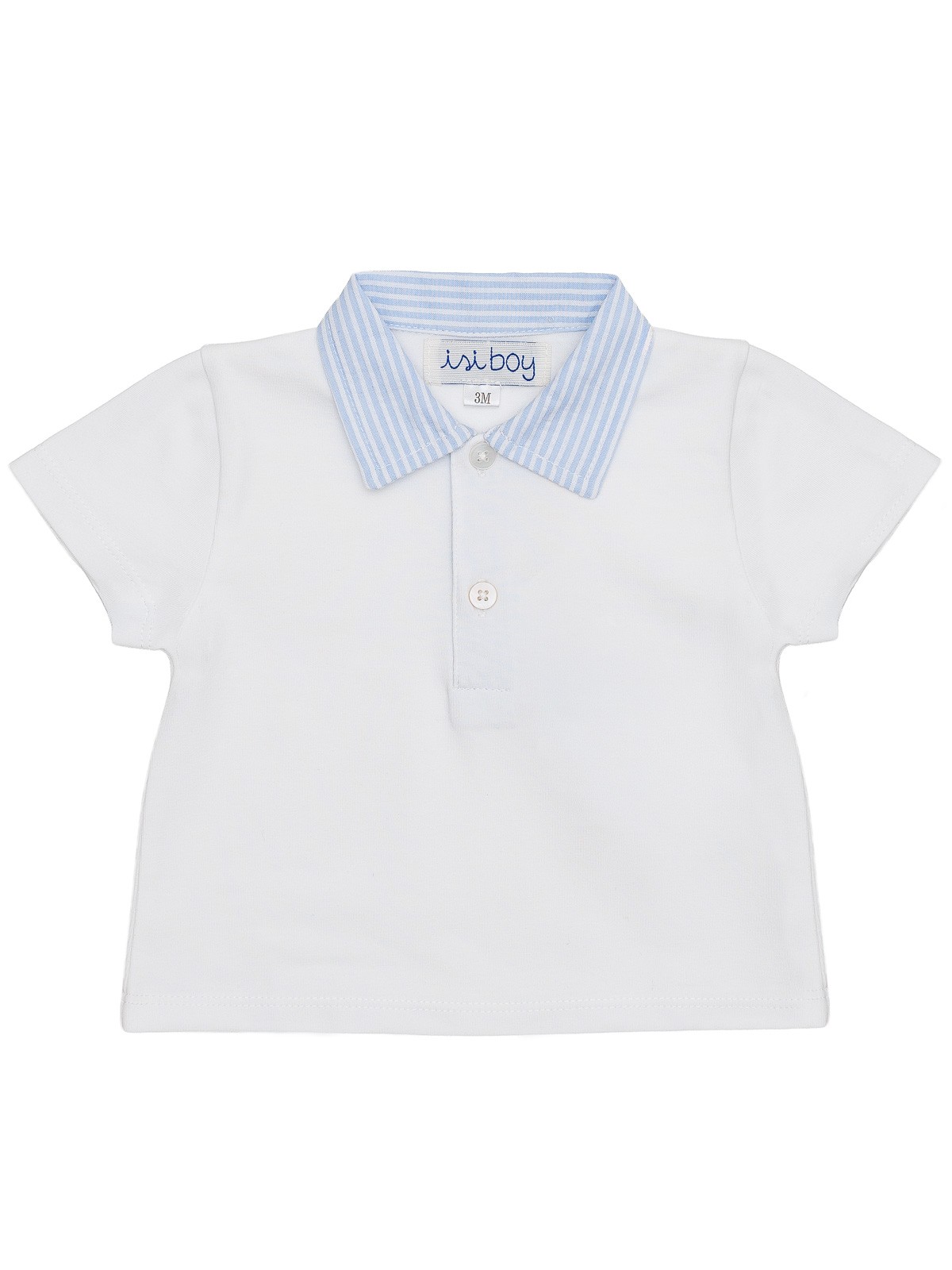 polo bimbo in jersey con rifiniture a righe goffrate