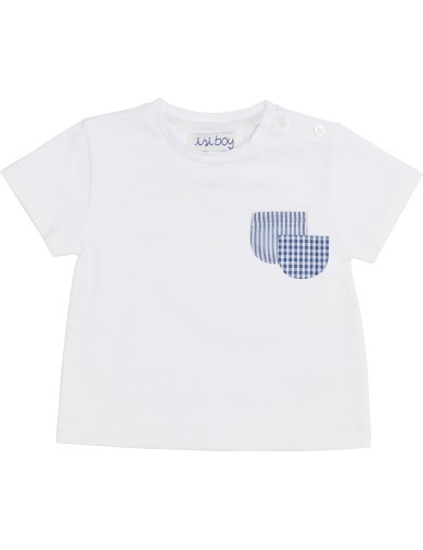 jersey boy T-shirt with seersucker checks and stripes pockets