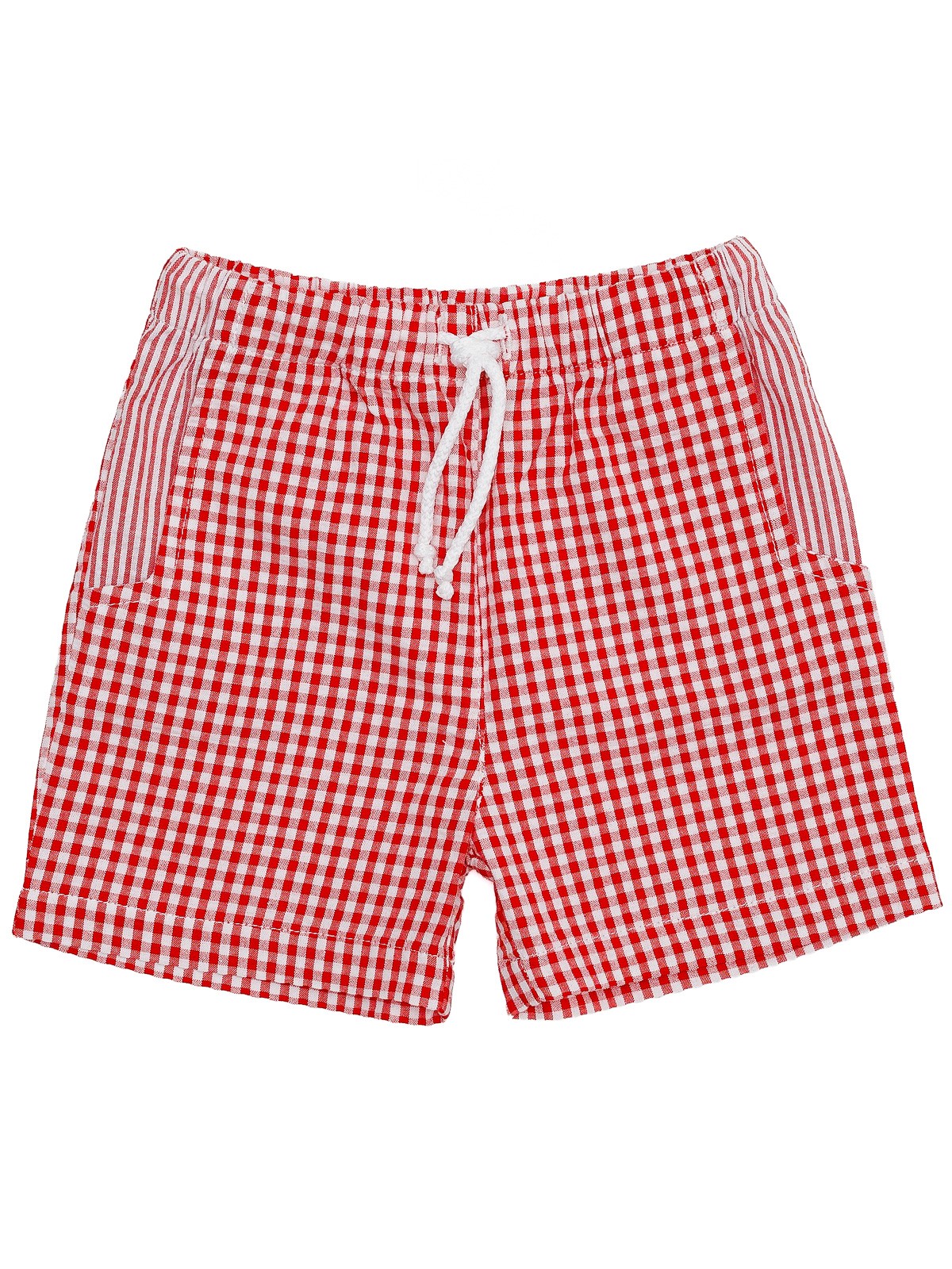 costume bimbo a quadretti goffrati con rifiniture a righe goffrate