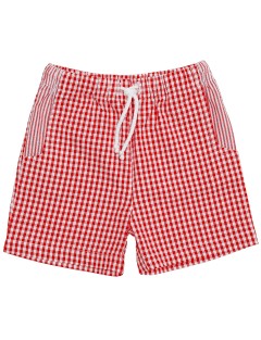 seersucker checks boy swimsuit with seersucker stripes finishings