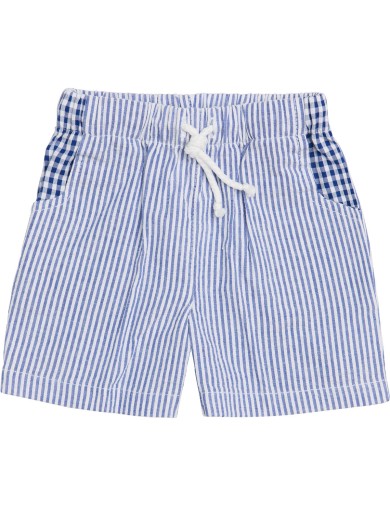 seersucker stripes boy swimsuit with seersucker checks finishings