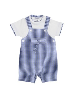 completo bimbo - T-shirt in jersey e salopette a quadretti goffrati