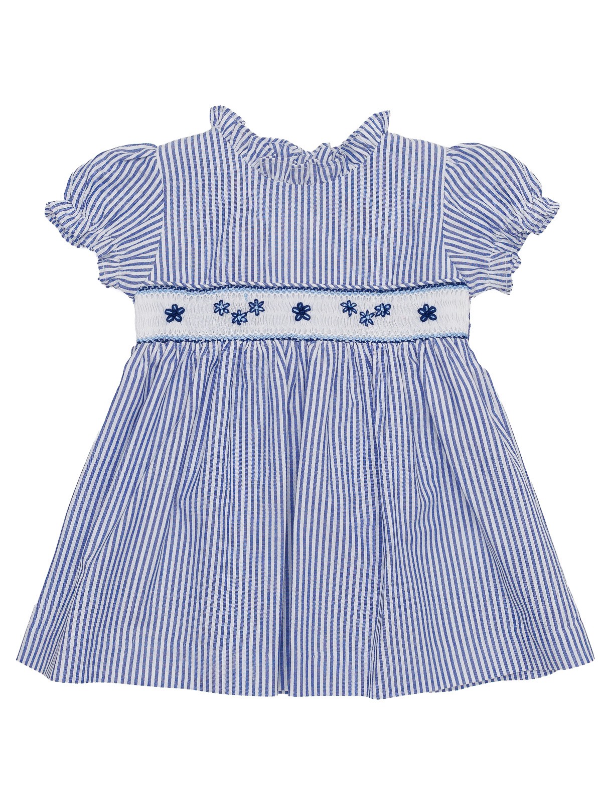 vestito a righe goffrate con smock