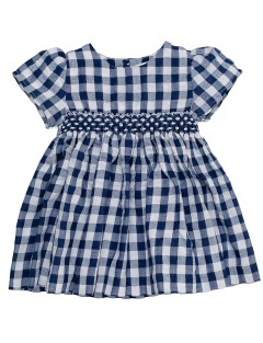 big checks dress with diamond embroidery with SHORT SLEVEES