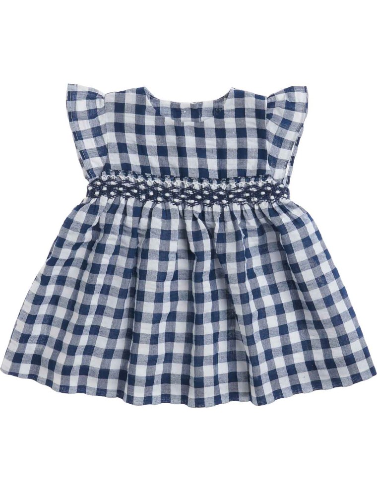big checks dress with diamond embroidery
