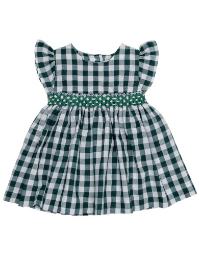 big checks dress with diamond embroidery