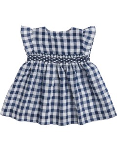 big checks dress with diamond embroidery