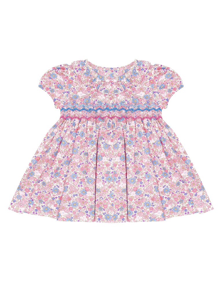 vestito in tessuto stampato con smock a MANICA CORTA