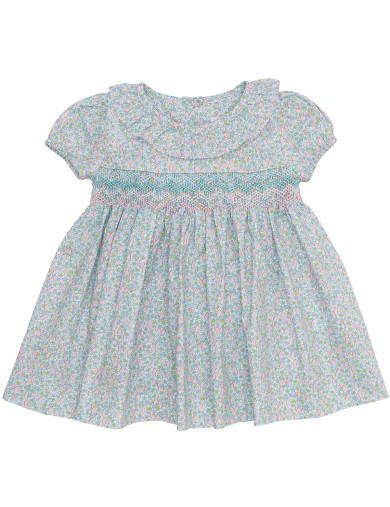 vestito in tessuto stampato con smock a MANICA CORTA