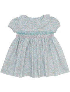 vestito in tessuto stampato con smock a MANICA CORTA