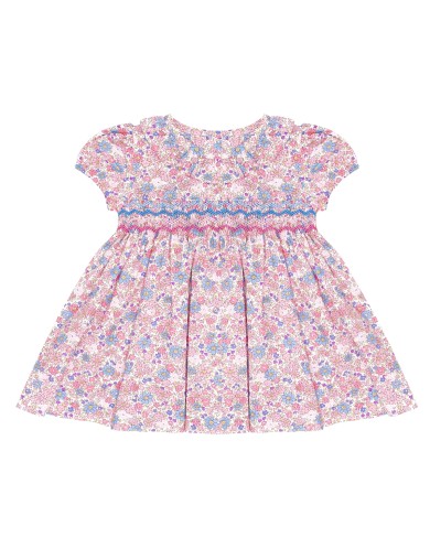 vestito in tessuto stampato con smock a MANICA CORTA
