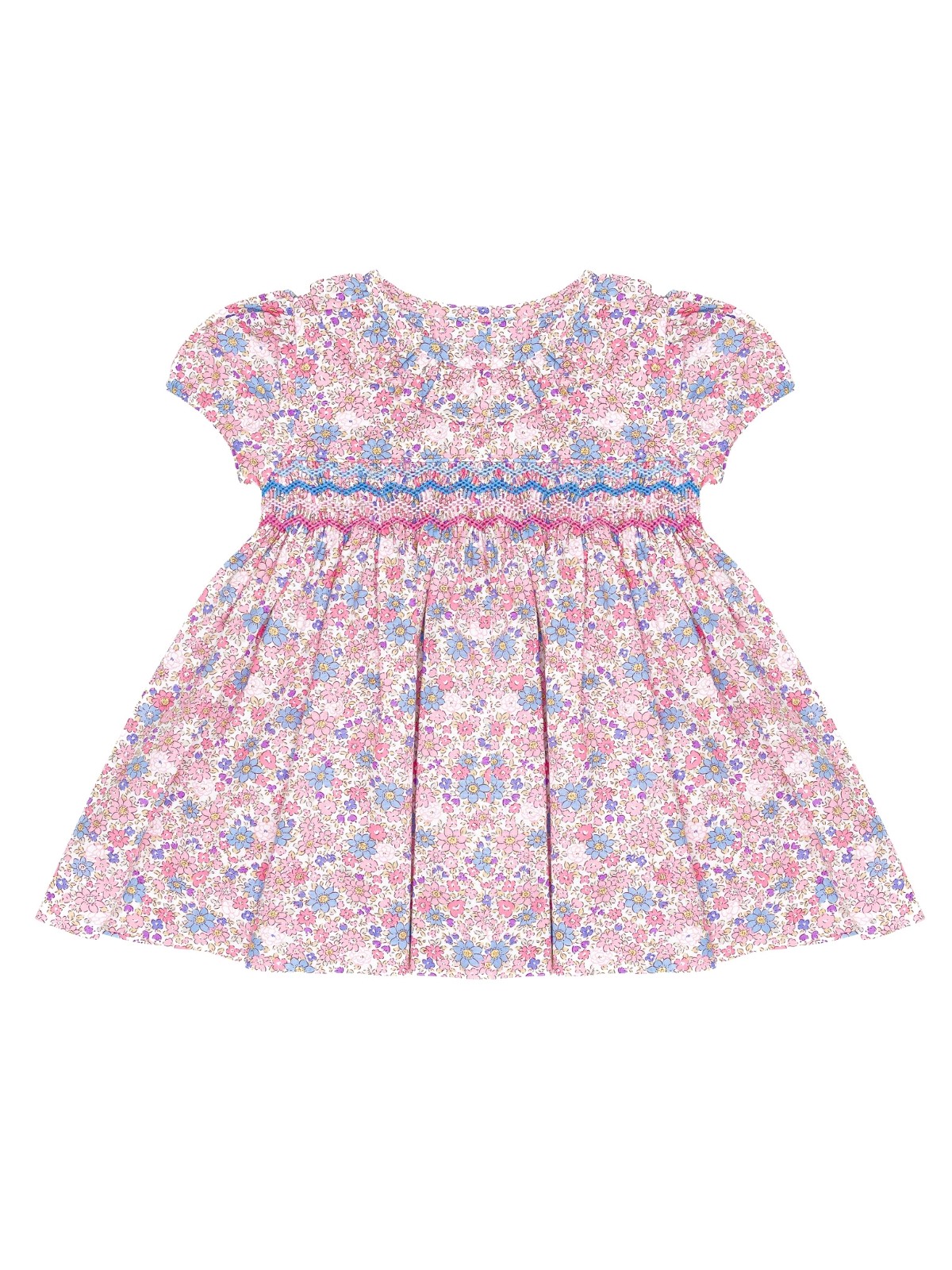 vestito in tessuto stampato con smock a MANICA CORTA
