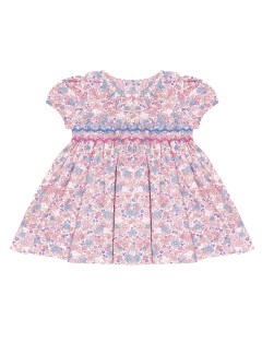 vestito in tessuto stampato con smock a MANICA CORTA