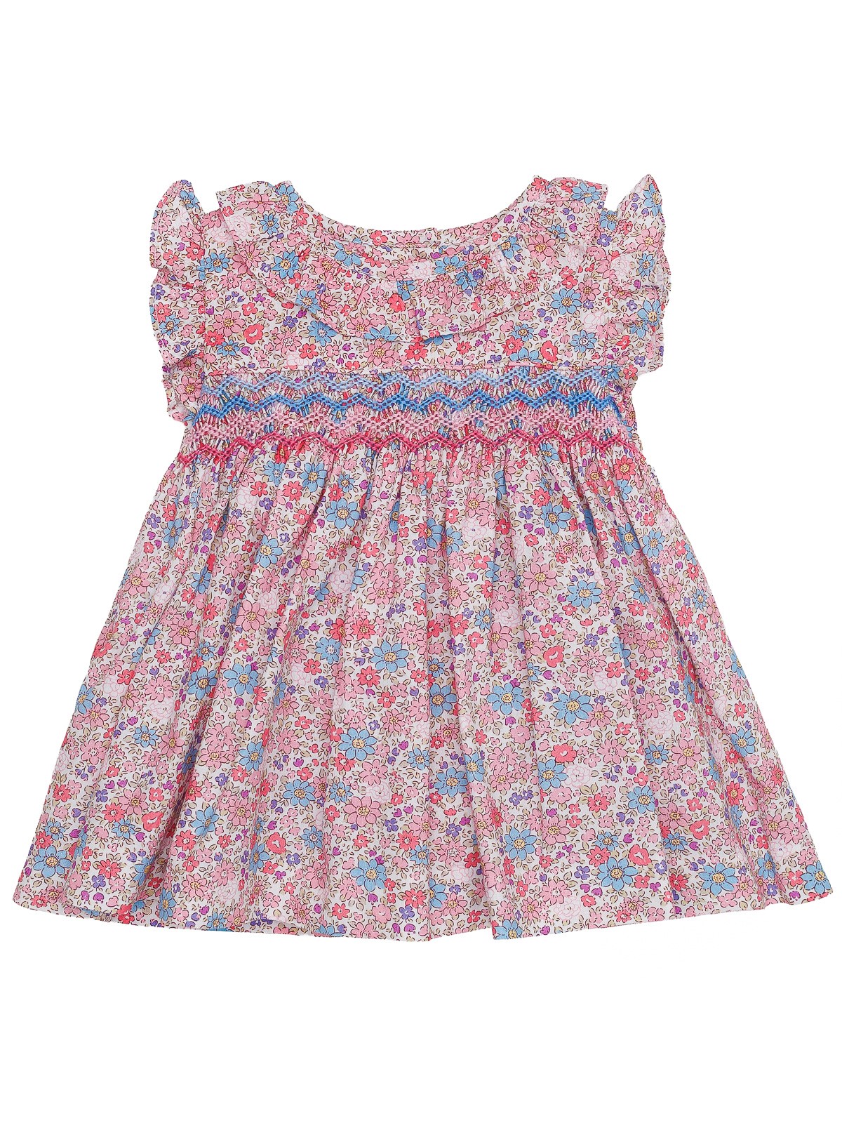 fabric printed dress with smock